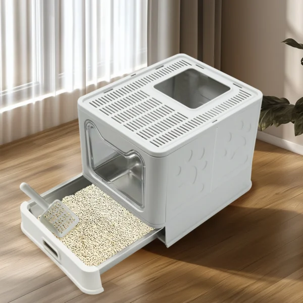 Covered Stainless Steel Cat Litterbox
