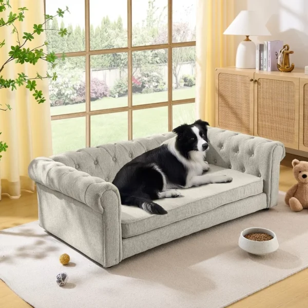 Elevated Linen Sofa Style Dog Bed