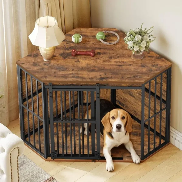 Corner Wooden Dog Crate Furniture
